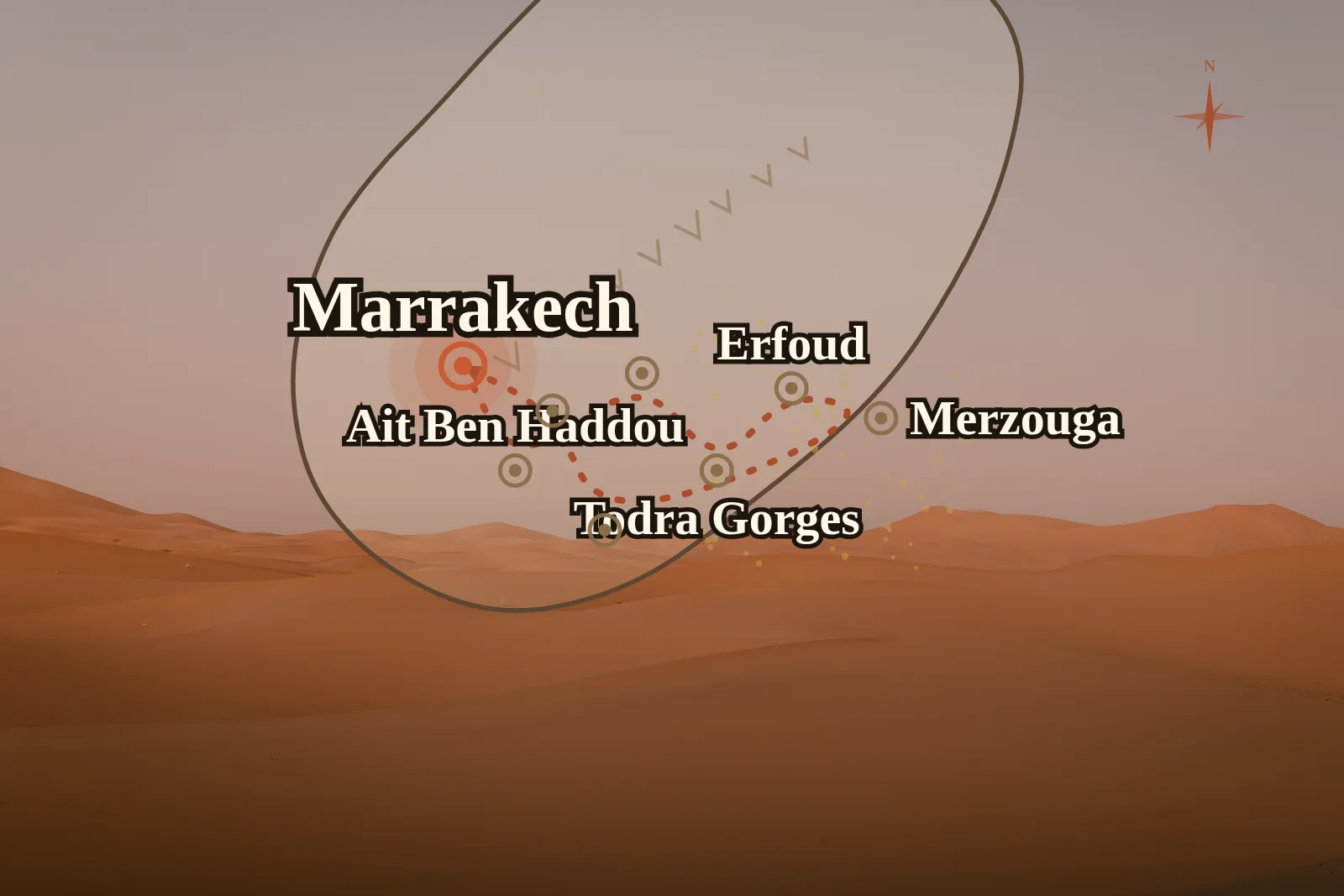 Tour 3 Giorni da Marrakech al Deserto di Merzouga — mappa del percorso 2