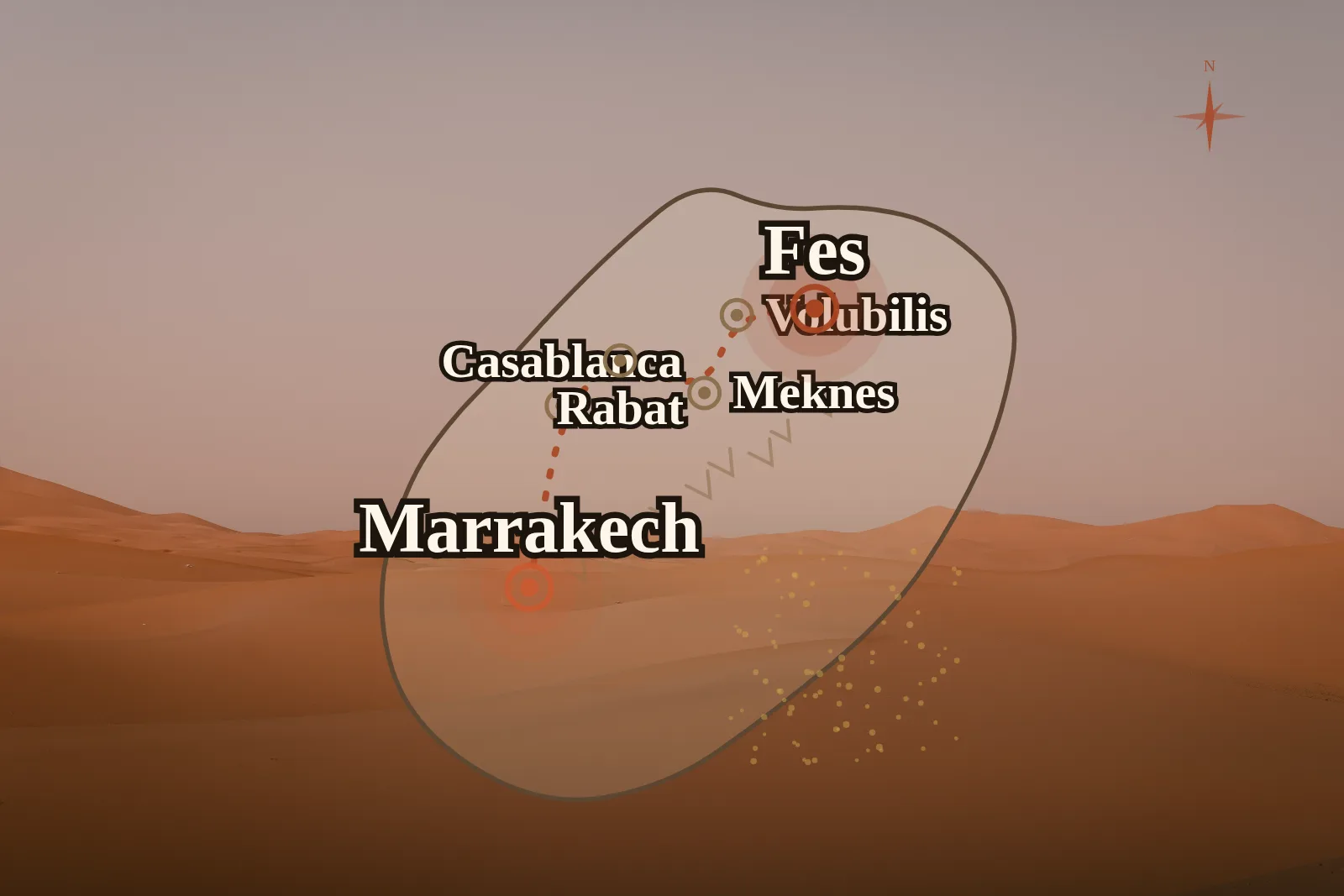 Morocco Imperial Cities Tour 5 Days (No Desert) — route map 2